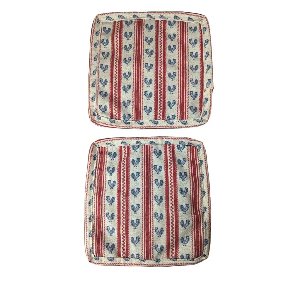 Pinwheels Potholders Rooster Stripes 2-Pc Red Gray White Cotton Poly 9 x 9-inch